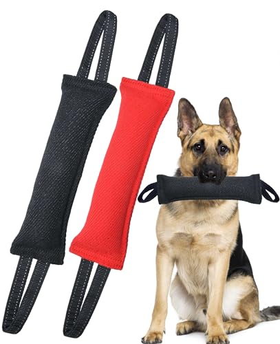 Clysoru Hundespielzeug für Hunde, robust, Jute-Beißkissen, Schwarz und Rot, Doppelpack von Clysoru