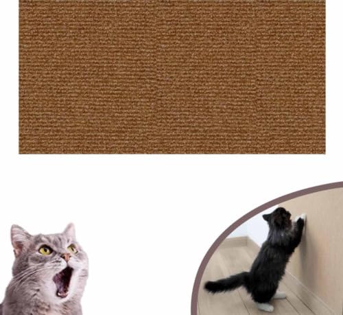 Cmeilau DIY Kletter-Katzenkratzer, zuschneidbarer Katzen-Wandkratzer, Selbstklebender Teppich, matt, an der Wand montierter Katzenkratzer, Katzen-Wandkletter-Klebetuch (Dark Brown, 40 * 100cm) von Cmeilau