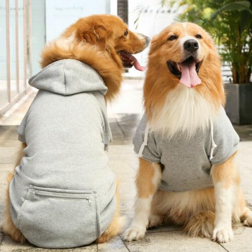 Winterwarmer Pullover für große Hunde, Hunde-Kapuzenpullover, leeres Hunde-Sweatshirt, einfarbige Haustierkleidung mit Tasche, Basic-Kapuzenpullover für kleine, mittelgroße und große Hunde von Cmeilau