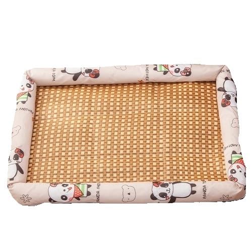 Cmis Kbei Haustier-Sommermatte für Hunde, kühlendes Sofa, atmungsaktiv, feuchtigkeitsbeständig, Rattan-Katzenmatte (Beige-Panda, S) von Cmis Kbei