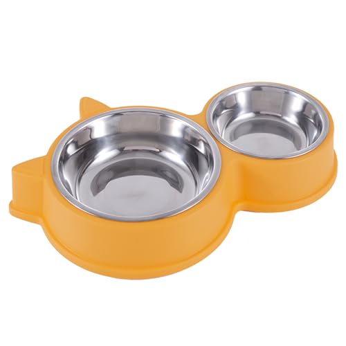 Cat Food & Water Bowl Set, erhöhte Edelstahlschalen mit Katzenfilmbasis, Abnehmbarer und Nicht rutschfestem für Innenkatzen von Cndiyald