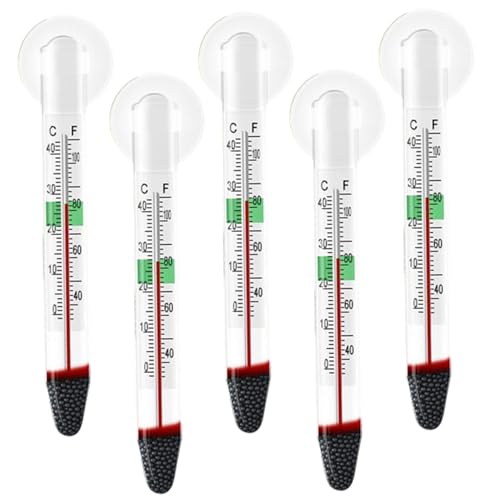 Cndiyald 5 pcs Aquariumthermometer, schwimmendes Glas -Thermometer mit Saugbecher, klare Fischtankmesser für Aquarien klare Fischtankmesser von Cndiyald