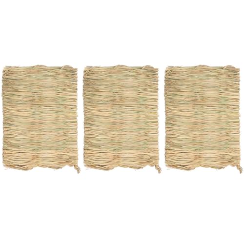 Cndiyald Grasmatten für Kaninchen kleine tierische Grasmatten Kaninchen gewebtes Bett Matte Hasen Bettwäsche Nest Hamster kauen Spielzeug 3pcs von Cndiyald