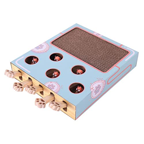 Cndiyald Hölzerne Katzenspielzeugkasten Interaktive Mole Maus Punch Game Spielzeug -Übungswerkzeug mit 5 Löchern Haustierpädagogikspielzeug von Cndiyald