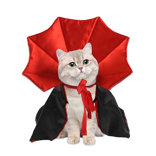 Cndiyald Hund Halloween Kostüm Hund Vampire Cape Spooky Katze Vampire Cape Cloak Verstellbare Haustierkleidung Outfit für Halloween Party Vampire Dressing Cosplay -Kostüme von Cndiyald