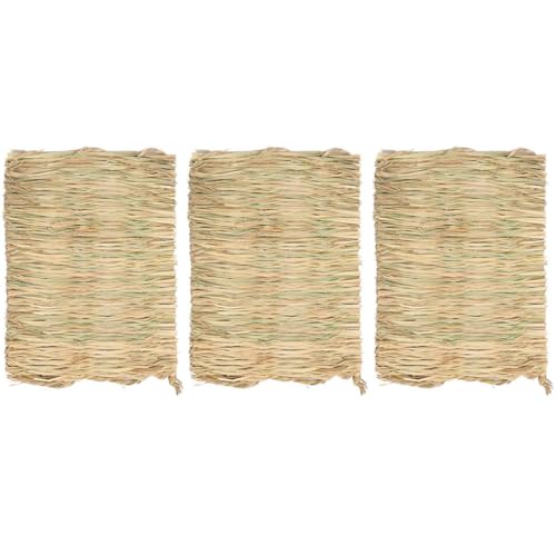 Cndiyald Kleine tierische Grasmatte Kaninchen gewebtes Bett Matte Hasen Bettwäsche Nest Hamster Kaut Spielzeug 3pcs von Cndiyald