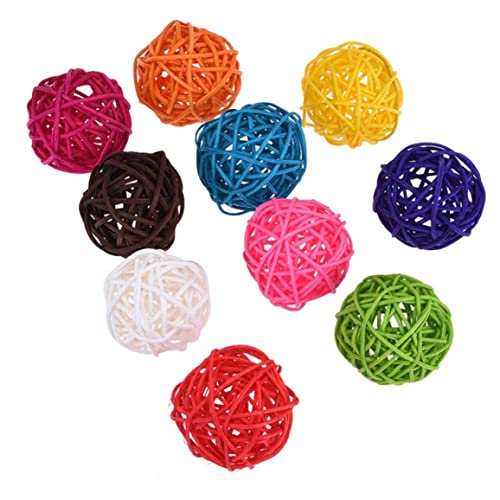 Cndiyald Rattan Bälle Vogelspielzeug Shoteet Kaut Spielzeug Haustier Käfig Bite Ball DIY Dekor 10pcs zufällige Farbe der Papageifuß Gripper von Cndiyald