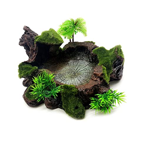 Cndiyald Reptilienwasserschale künstliche Baumstamm Echsenharz Harz Schüssel Reptilien Wasser Moss Dish Bowl Schüssel von Cndiyald