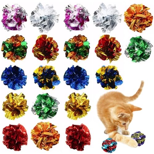 Crinkle -Kugeln für Katzen Katze Crinkle Bugs 20pcs 2,2 Zoll Crinkle Bugs Katzenspielzeug mit lebendigen Farben ohne Schaden PVC -Katze Interaktive Spielzeug für Katzen und Kätzchen Swat Bite Hunt Pl von Cndiyald