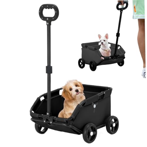 Haustier Kinderwagen, Hundetrazleys auf Rädern, Hundewagenwagen, Hundekatze Kinderwagen, Haustier -Reisewagen, Faltbare Katzenträger mit Rädern für Haustiere innerhalb von 7 kg Schwarz von Cndiyald