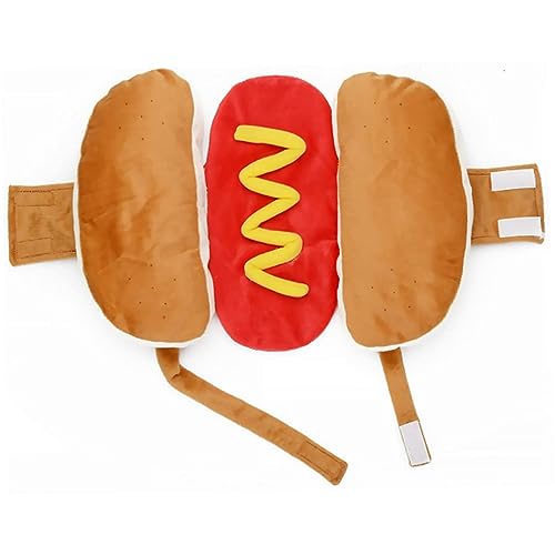 Hotdog -Kleidung für Hundehundkostüme, Hotdog -Kleidung für Hunde, warme weiche süße Party -Cosplay -Kostüme für Welpen kleine Hunde Haustiere, Hundegeräle und Accessoires mit 2 Plüsch -Squeak -Spiel von Cndiyald