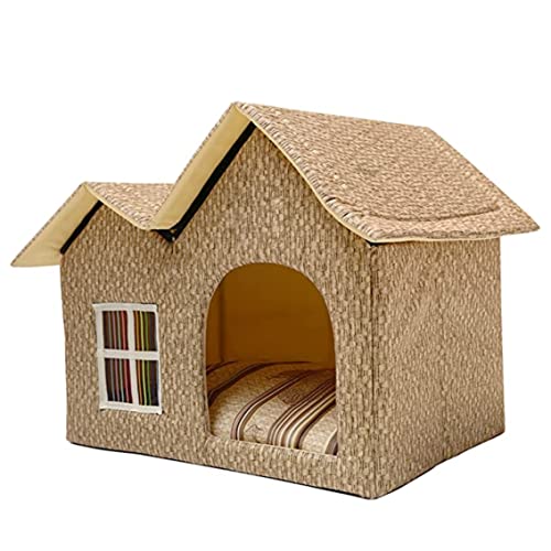 Hundehütte, Hundehaus, Katzenbett, Winter, warmes Haustierhöhlenbett, Doppeldach, Hundeunterstand für drinnen und draußen von Cndiyald