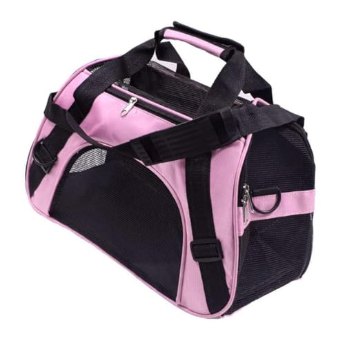 Hundekatze Tragetasche tragbare atmungsaktive Tasche Handtasche mit Mesh -Griffen Schultergurt für Fahrt im Freien rosa Hunde Tragetasche von Cndiyald