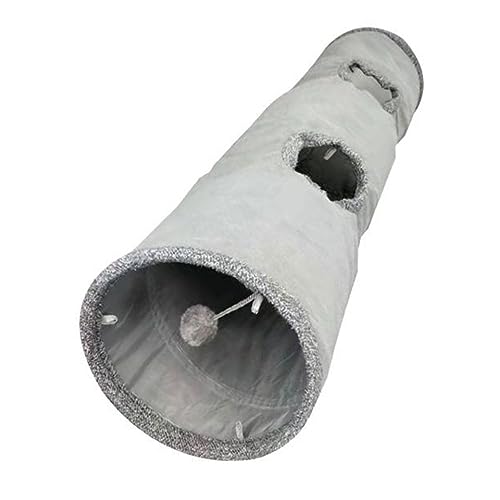 Cndiyald Katzen -Tunnelspielzeug 30x130 cm Wildleder faltbares Haustier Spielzeug Welpenspieltunnel mit Ball Hole Pet Tunnel von Cndiyald