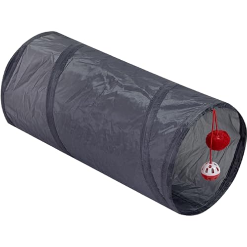 Katzentunnel, 10 x 20 Zoll gerade Faltbare Spielrohr mit 2 hängenden Kugeln, Polyester -Katzen -Tunnel für Innenkatzen, lustiges Geschenk für Katzen von Cndiyald