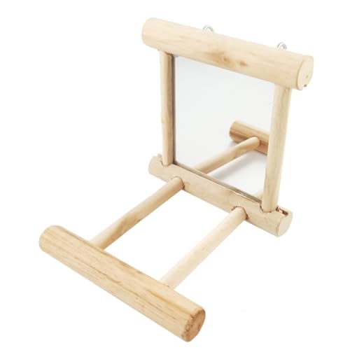 Papageienspiegel Spielzeug Papageispiegel Spielzeug Holz Vogel Käfig Mirror Swing -Spielzeug mit Barschstand zum Anbrüten von Cndiyald