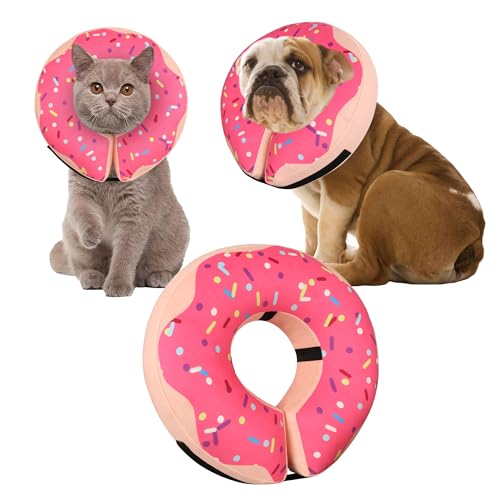 Aufblasbares Hundehalsband für große, mittelgroße und kleine Hunde, weich, verstellbar, Genesungskegelhalsband für Hunde und Katzen, Hundehals, Donut-Hundekegel, Alternative nach Operationen (Rosa, von Cneo