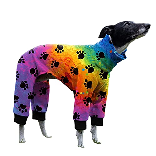 Cnkwei Hunde-Pyjama, Größe M, L, Hundepfoten-Aufdruck, Windhunde, Jumpsuit, Body von Cnkwei