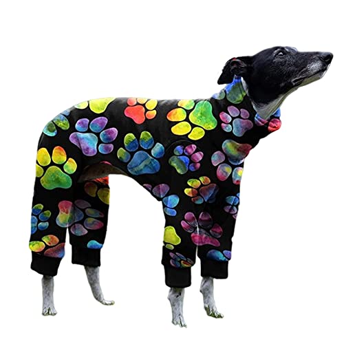 Cnkwei Hunde-Pyjama, Größe M, L, Hundepfoten-Aufdruck, Windhunde, Jumpsuit, Body von Cnkwei