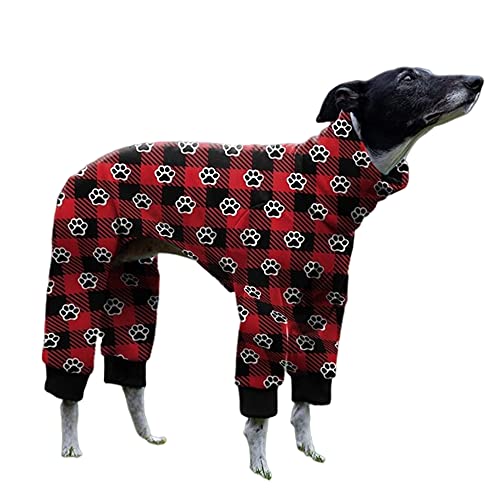 Cnkwei Hunde-Pyjama, Größe M, L, Hundepfoten-Aufdruck, Windhunde, Jumpsuit, Body von Cnkwei