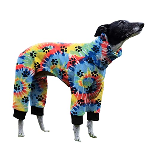 Cnkwei Hunde-Pyjama, Größe M, L, mit Pfotenaufdruck, für Windhunde, Overall, Bodysuit, Blau von Cnkwei