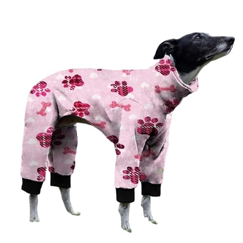 Cnkwei Hunde-Schlafanzug, mittelgroß, mit Pfotenabdruck, Windhund-Pyjama, Overall, Body von Cnkwei