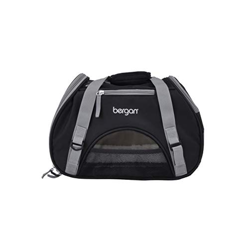 Bergan Coastal Pet Komfort-Tragetasche, sichere, Bequeme Reisetasche für Hunde und Katzen, fluggesellschaftsfreundlich, weich, atmungsaktiv, für Haustierbesitzer, Schwarz und Grau, 40,6 x 20,3 x 27,9 von Coastal