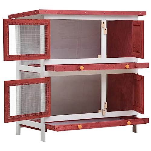 Coavain Kaninchenstall Rot und Weiß 90x45x90 cm Witterungsbeständig Kleintierstall Kleintiere Spielen Sich Frei Bewegen Unterhaltungsbereich Sicherheit Kleintiergehege Einfacher Zusammenbau von Coavain