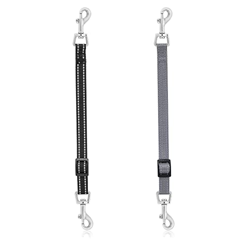 Cobee Hundehalsband Clips,2 Stück reflektierende Nylon Sicherheit Verstellbarer Haustier Hundehalsband Geschirrverbinder doppelseitiger Sicherungsverschluss Clip für Hundewelpen(schwarz, grau) von cobee