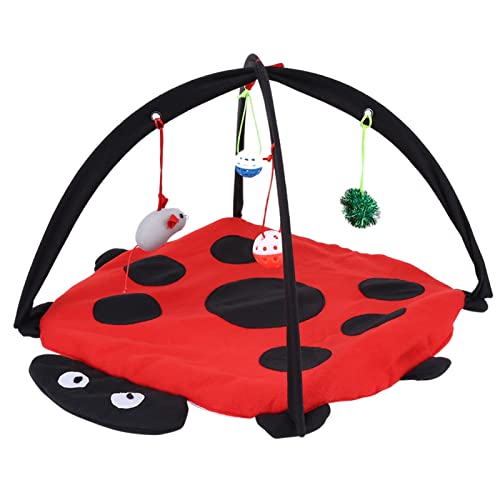 Cocoarm Katzenspielmatte, Faltbares Katzenbett mit Niedlichen Hängenden Spielzeugbällen, Weiche Baumwoll-Kätzchen-Aktivitätsspielmatte, für Große Katzen und Kleine Kätzchen, 1 Spielzeug von Cocoarm