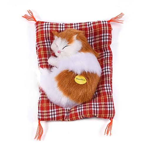 Cocoarm Simulationskatzenpuppe, Schlafendes Katzenspielzeug mit Ton, Schwarze und Weiße Katze, Stofftier für Kinderspielzeug, (Gelbe Blockkatze, die Nickerchen Macht) von Cocoarm