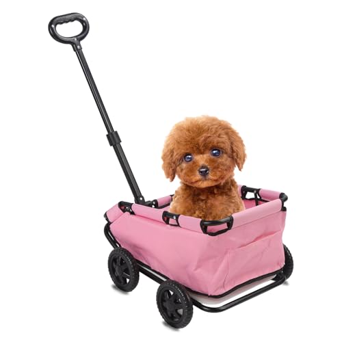 Faltbarer Haustier-Kinderwagen mit 4 Rädern, Einkaufswagen für kleine Katzen, Hunde bis zu 13 kg, Hundewagen für Reisen, Einkaufen, Spazierengehen, Spielen von Cocoarm