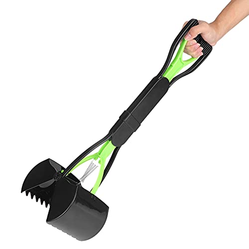 Pooper Scooper Long Handle Jaw Poop Scoop Handle Portable Pet Pooper Scooper for Large Dogs Cats Waste Picker Cleaning Tool with Extended Handle and Easy to Pull Spring (Green von Cocoarm