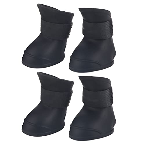 Cocoarm rutschfeste Silikonstiefel Zum Schutz vor EIS und Schnee, wasserdichte Regenschuhe für Hunde mit Haustierfußabdruck-Textur, Leicht und Bequem für den Alltag und Partys (L Schwarz) von Cocoarm