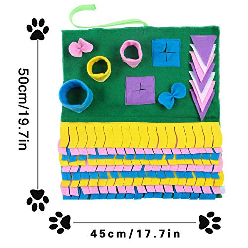 Cocolook Haustier Hund Snuffle Mat Pet Sniffing Trainingsdecke Abnehmbare Fleece-Pads Hundematte Entlasten Sie Druck Nose Arbeit Puzzle Spielzeug Pet Nose Pad D 50x45cm von Cocolook