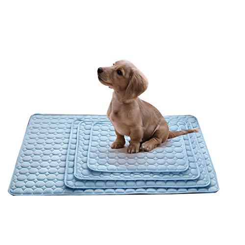 Cocolook Haustiere Refreshing Teppich Pet kühles EIS Pad Kälte Silk Moisture-Proof Sofa Mats bewegliche Reise Schlafen Tierzubehör Blau,50x40cm von Cocolook