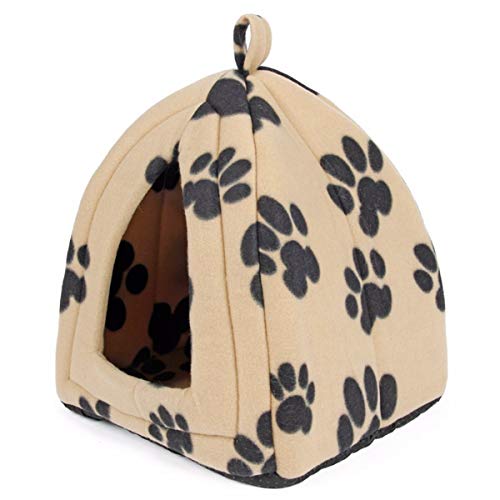 Cocolook Katzenhaus und Hundebetten Beige und Rot Lila, Khaki, Schwarz mit Pfoten Streifen, Weiß Mit Paw-Streifen Light Yellow Paw,M von Cocolook