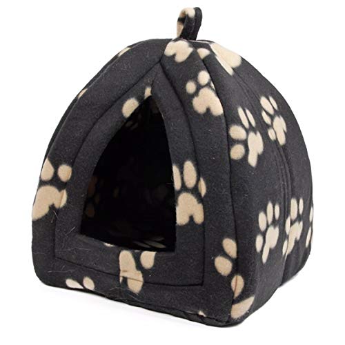 Cocolook Katzenhaus und Hundebetten Beige und Rot Lila, Khaki, Schwarz mit Pfoten Streifen, Weiß Mit Paw-Streifen schwarz Paw,M von Cocolook