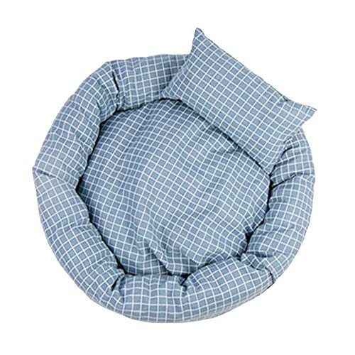 Cocolook Round-Haustier-Bett Warm Haus Cat Soft-Pet Products Plaid Haus für Hund Haustier-Kissen Kühlhundekissen Waschbare Welpen Bett Blau,M 45x35x13cm von Cocolook