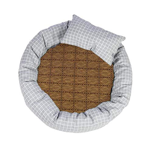 Cocolook Round-Haustier-Bett Warm Haus Cat Soft-Pet Products Plaid Haus für Hund Haustier-Kissen Kühlhundekissen Waschbare Welpen Bett Grau mit Matte,L 50x40x13cm von Cocolook