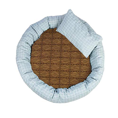 Cocolook Round-Haustier-Bett Warm Haus Cat Soft-Pet Products Plaid Haus für Hund Haustier-Kissen Kühlhundekissen Waschbare Welpen Bett Hellblau mit Matte,M 45x35x13cm von Cocolook