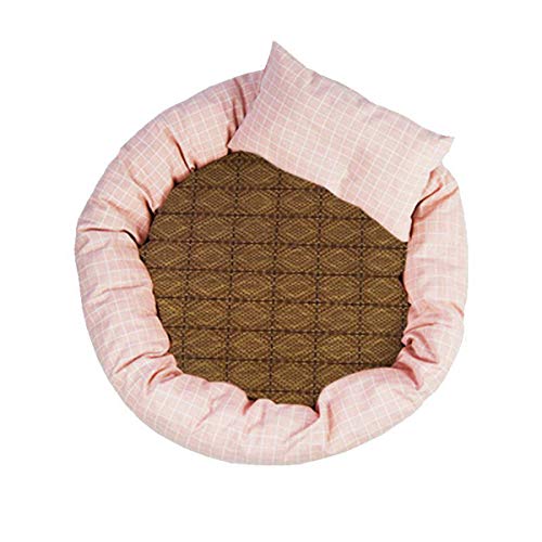 Cocolook Round-Haustier-Bett Warm Haus Cat Soft-Pet Products Plaid Haus für Hund Haustier-Kissen Kühlhundekissen Waschbare Welpen Bett Rosa mit Mat,L 50x40x13cm von Cocolook