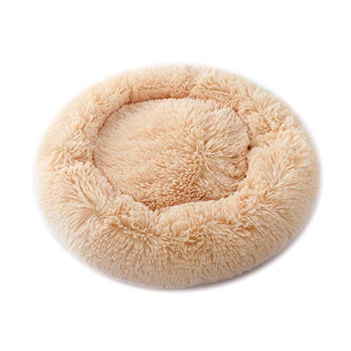 Cocolook Soft Cat Bett-Haus Runde Lange Plüsch Beste-Hundebett für Hunde Korb Pet Products Kissen Katze Haustier-Bett-Mat Cat House Tiere Sofa Beige,L von Cocolook