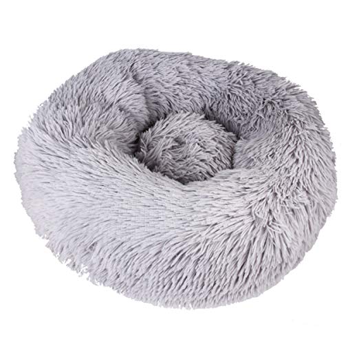 Cocolook Soft Cat Bett-Haus Runde Lange Plüsch Beste-Hundebett für Hunde Korb Pet Products Kissen Katze Haustier-Bett-Mat Cat House Tiere Sofa Grau,L von Cocolook