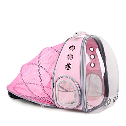 Cocolook Tragbare Cat Reisetasche Breathraumkapsel Expendable transparenter Träger Haustier-Rucksack für Hund Katze Rosa,M von Cocolook