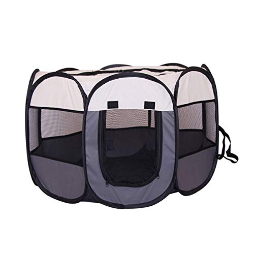 Cocolook Tragbare Falten Pet Big Tent Dog House Käfig Hund Katze Zelt Playpen Welpen Kennel Einfache Bedienung Durable Außen Octagon Fence Grau,74x74x43cm von Cocolook