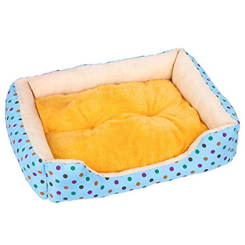 Cocolook Warm Hundebett Mat Soft-Hundehütte Plüsch Bett wasserdichtes Tuch Nest Puppy Pet Supplies Blauer Punkt,42x35x8cm von Cocolook