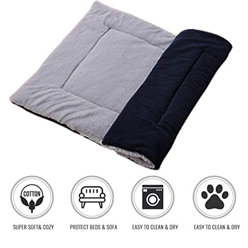 Knochen-Haustier-Bett-warme Haustier-Bettwäsche für Small Medium Large Dog Soft-Haustier-Bett für Hunde Waschbar Haus-Katze-Welpen Cotton Kennel Wash Corduroy Dark Blue,75x55cm von Cocolook