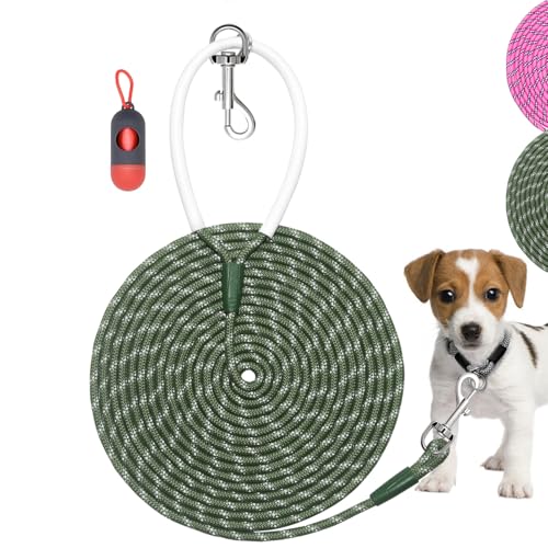 Codepets Leichte Nylon-Trainingsleine, 3 m x 0,6 cm, Grün mit bequemem Silikongriff, hochreflektierend, kein Verheddern, für Hunde, Katzen, Spaziergänge, Camping, Hinterhof. von Codepets