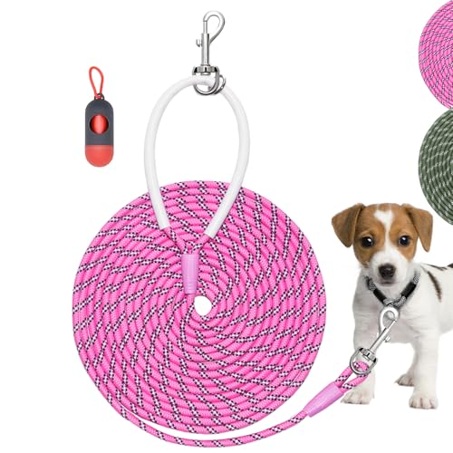 Codepets Leichte Nylon-Trainingsleine, 90 x 0,6 cm, Rosa mit bequemem Silikongriff, hochreflektierend, kein Verheddern, für Hunde, Katzen, Spaziergänge, Camping, Hinterhof. von Codepets